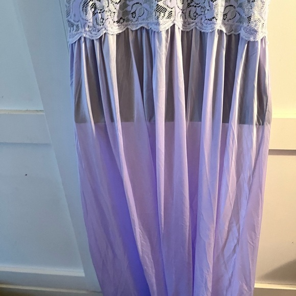 Lavender Lace vintage Nightgown dainty nighty sheer feminine maxi - Picture 4 of 10